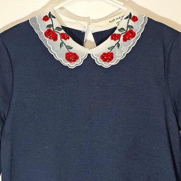 Faith and‎ Joy by Monteau Beaded Lightweight Sweatshirt Small Blue - Picture 2 of 8